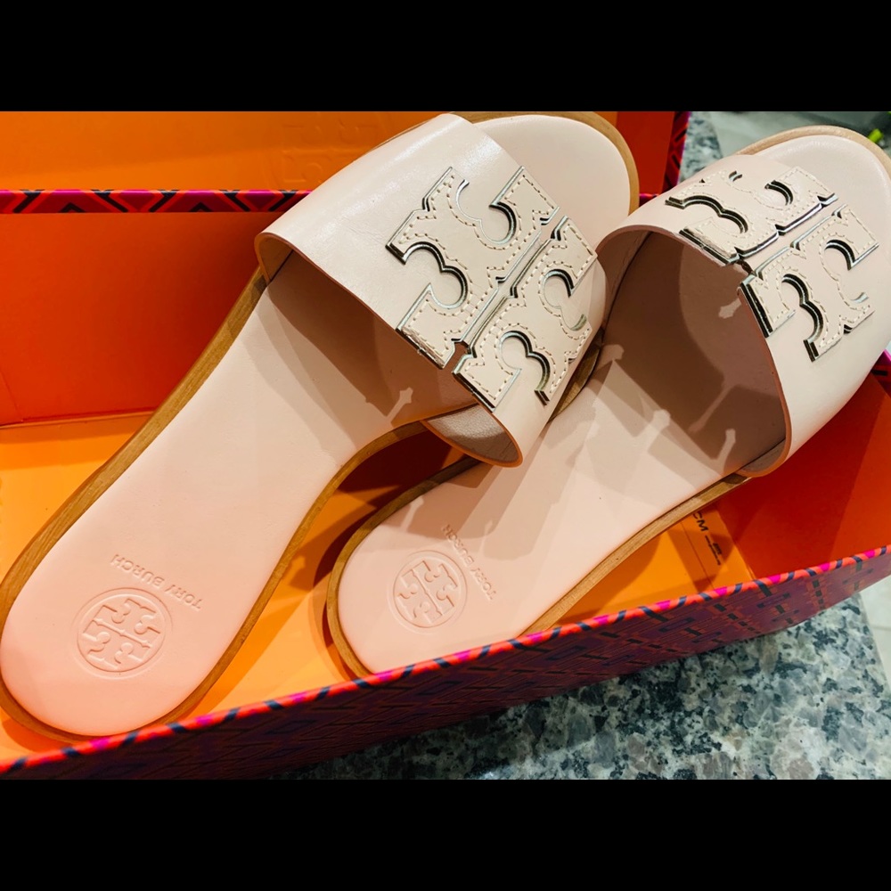 Tory Burch Ines seashell pink slides